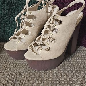 JustFab Marleen lace-up platform sandals